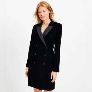 LOFT Velvet Blazer Mini Pocket Dress Elegant Black Velvet Women's dress